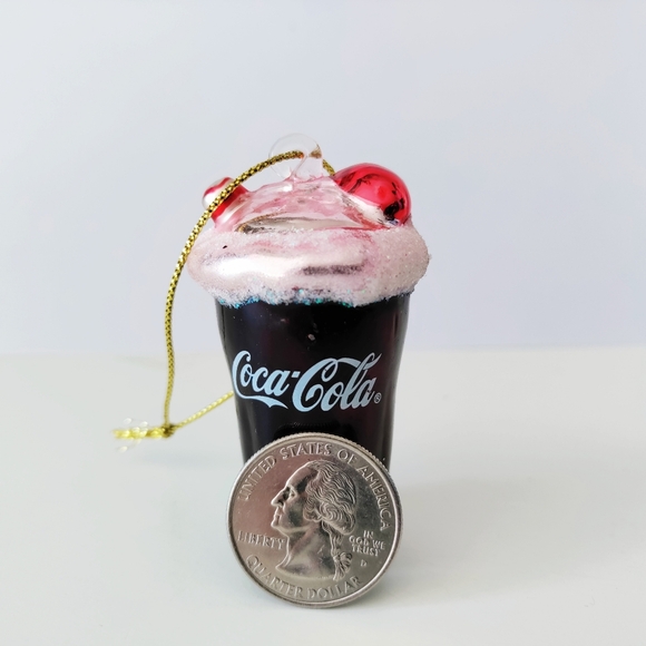 Glass Coca Cola "Cherry Coke Float" Holiday Ornament 2.4" - Picture 8 of 9